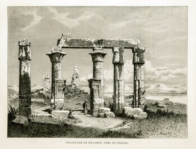 Thebes yakınlarındaki Medamot Tapınağı kalıntılarının görünümü, Mısır Mısır Atlası