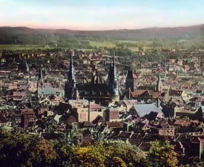 Şehir merkezindeki katedrali ile Aachen şehrine bakış by Unbekannter Künstler