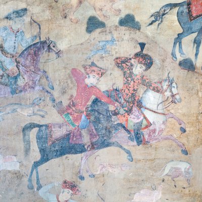 Qeysarieh portalındaki duvar resimleri, Nakş-ı Cihan İmam meydanı, İsfahan, İran (fresk) by Unbekannter Künstler