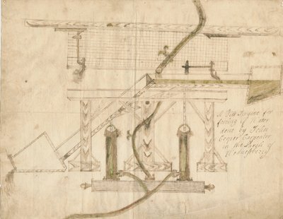 Wednesbury - Bir Eğim Motoru: kalem ve mürekkeple çizim, nd [c 1710] by Unbekannt