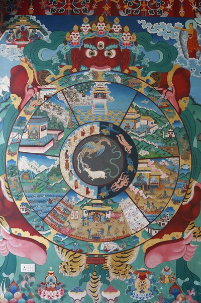 Yaşam çarkı veya Samsara çarkı (Mandala). Kopan Manastırı, Katmandu, Nepal by Unbekannt