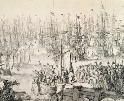 Orange'lı William, Kasım 1688'de İngiltere'ye yelken açıyor (gravür) by Unbekannter Künstler