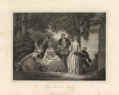 Şarap, kadın ve şarkı, Triest, 1850 dolayları (gravür) by Unbekannter Künstler