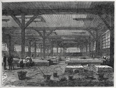 cam fabrikası: ayna imalatı, c.1880 (gravür) by Unbekannter Künstler
