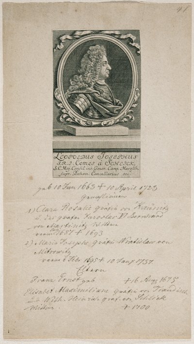 Mareşal Leopold Joseph von Schlik by Unbekannter Stecher