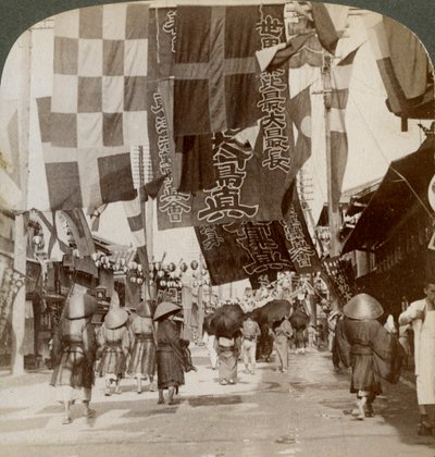 Dotombori veya Tiyatro Sokağı, Osaka, Japonya, 1904 by Underwood and Underwood