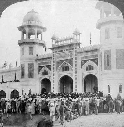 Lord Curzon Hint Sanatı Sergisini açarken, Delhi, Hindistan, 1903. by Underwood and Underwood