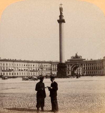 Alexander I. Anıtı, Zafer Takı ve Staab Binası, St. Petersburg, Rusya, 1897. by Underwood and Underwood