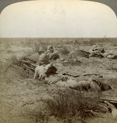 Queens Finest ile Mücadele Hattında, Modder Nehri, Güney Afrika, Boer Savaşı, 1899-1902. by Underwood and Underwood