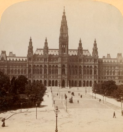 Büyük Rathhaus, Viyana, Avusturya Kulesi 320 fit yüksekliğinde, 1899. by Underwood and Underwood