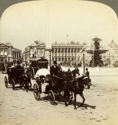 Dikilitaş ve çeşme, Place de la Concorde, Paris, Fransa, 19. yüzyıl. by Underwood and Underwood