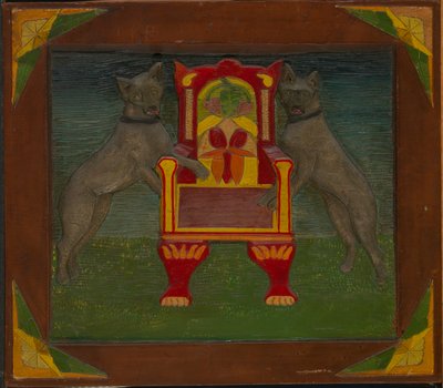 İki Köpekli ve Tahtlı Amblematik Panel by Unidentified