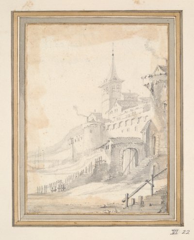 Bir nehir üzerinde kale by Unknown