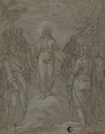 Mesih ve Havariler (rekto); Bir Doğuş Sahnesinin Kroki (ters) by Unknown