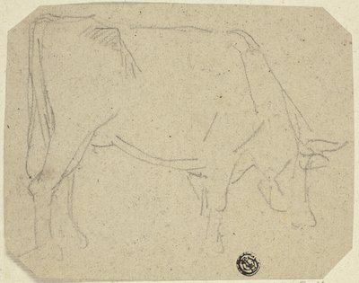 Otlayan İnek (Sağa Döndü) (rekto); Bir Atın Arka Kısmı (verso) by Unknown