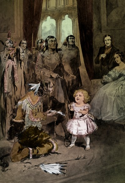 Bebek Edward VII, Ojibwe şefleriyle oynuyor by Unknown