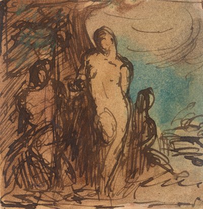 bir ağaca çıplak bağlı by Unknown
