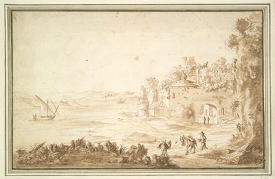 Bir Nehrin Yanındaki Harabeler by Unknown