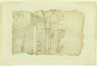 Diocletianus Terimlerinin Kalıntıları (recto); Aynı konunun başka bir görünümü (verso) by Unknown