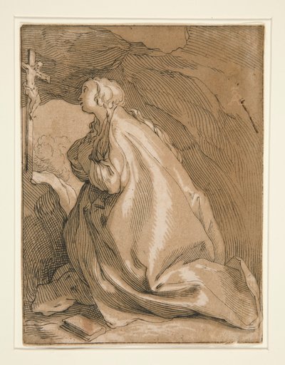 Sola bakan mağarada Saint Mary Magdalen by Unknown