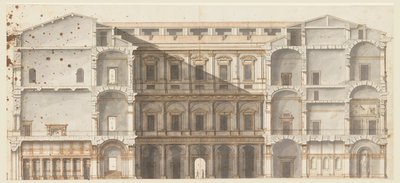 Avludaki Bir Duvarın Kanatları ve Yüksekliği Bölümü, Palazzo Farnese, Roma by Unknown