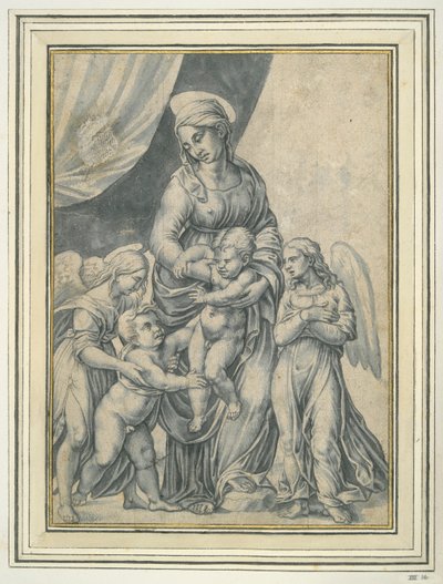 Bebek Aziz John the Baptist ve İki Melek ile Bakire ve Çocuk by Unknown