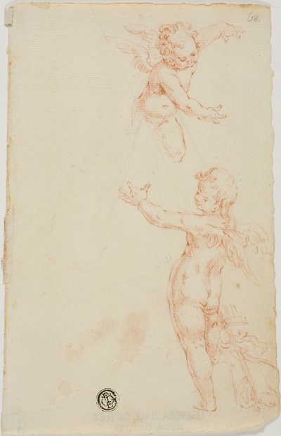 İki Kanatlı Putti, Bir Uçan by Unknown