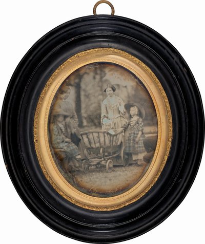 Bahçede İki Kadın ve Üç Çocuk by Unknown 19th Century