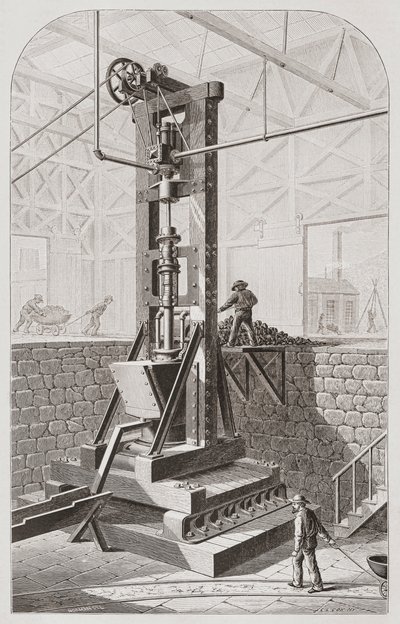 Damga pili veya damgalama değirmeni olarak da bilinen 19. yüzyıldan kalma damga değirmeni by Unknown artist