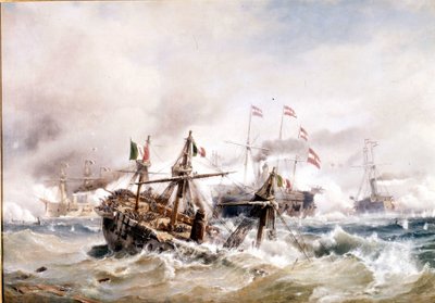 20/07/1866: Dalmaçya açıklarında Lissa Muharebesi: Avusturyalılar İtalyan donanmasını yok etti. by Unknown artist