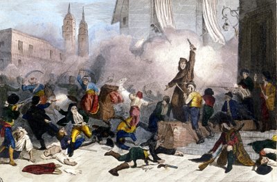 2/05/1808: Fransa'nın İspanya'yı ele geçirmesine karşı Madrid ayaklanması. 19. yüzyıl gravürü by Unknown artist