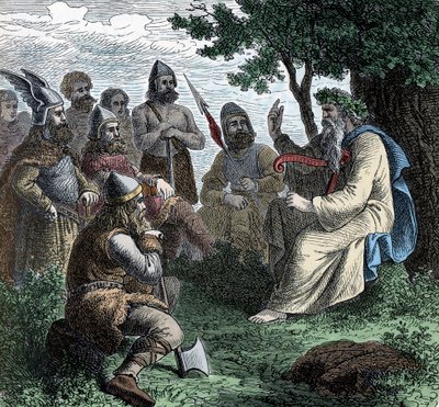 Kuzeylilere Okuyan Bir Ozan - Viking Uygarlığı: Bir Ozan Druid Savaşçılara Şiir Okuyor, 8.-9. yüzyıl by Unknown artist