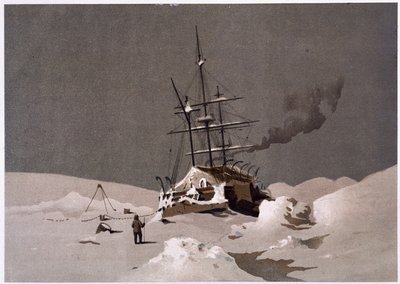 Buza yakalanmış bir tekne - Dr. Edward Moos, Marcus Nard & Co, Londra tarafından “Kutup denizinin kıyıları, bir Arktik keşif anlatımı” by Unknown artist