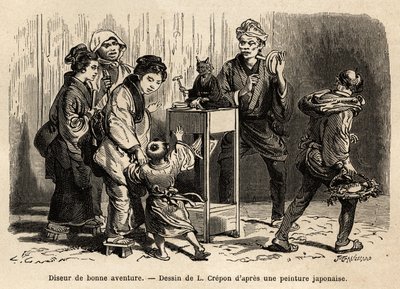Edo (şimdi Tokyo) sokaklarında bir falcı. 1863-1864