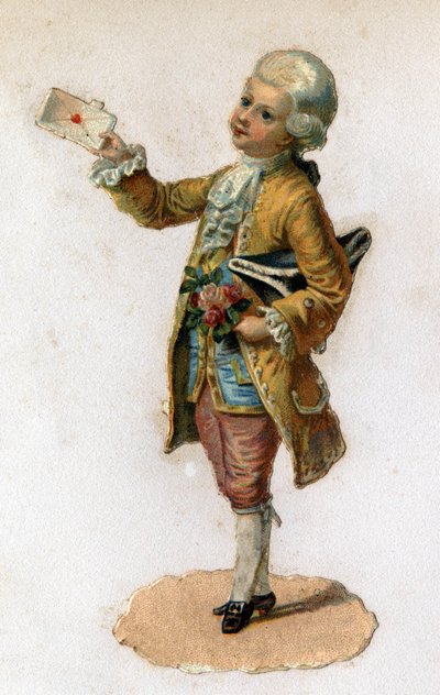 Mühürlü bir mektup taşıyan bir haberci (18. yüzyıl). 1890 civarında kromolitografi. by Unknown artist
