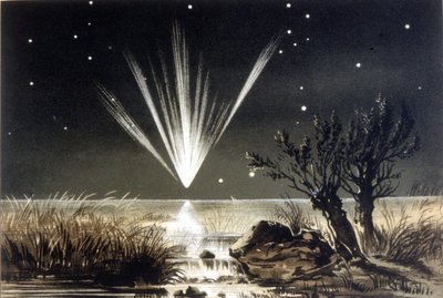 Denize düşen bir göktaşı. 19. yüzyılın sonundan renkli litografi by Unknown artist