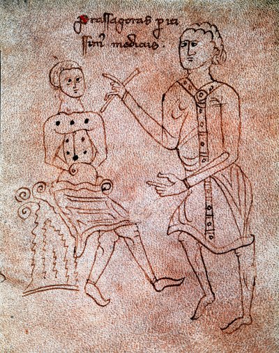 Bir nörolog, Minyatür bir hastanın sinir sistemini “” De surgia”” 13. yüzyıl Venedik Biblioteca Marciana adlı el yazmasından inceliyor. by Unknown artist