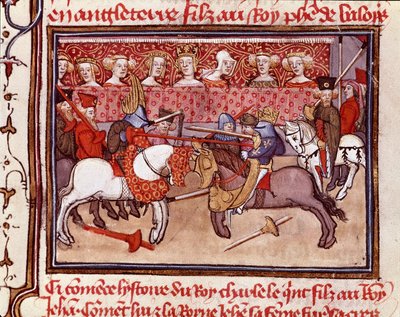 Fransa Kralı V. Charles zamanında bir şövalyeler turnuvası (1338-1380) “Les grandes Chronicles de France”dan alınan minyatür 14. yüzyıl Chantilly, Musee Conde by Unknown artist