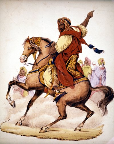 Abd al-Qadir (Abd al-Qadir) (1807-1883), Arap Umair dozu. 19. yüzyıl litografisi. by Unknown artist