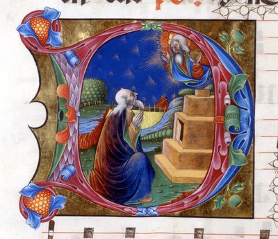 İbrahim, Rab tarafından ülkesinden ayrılmaya davet edildi. 15. yüzyıldan kalma bir korodan minyatür (Saint Augustine tarafından “civitatis”). Lodi Kütüphanesi by Unknown artist
