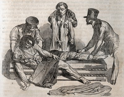 Kaza ilacı - boğulan insanlara verilecek en etkili rahatlama - mümkün olduğunca çabuk soyunmak için ıslak etkileri yırtmalısınız - “La Sante Universelle - Guide Medical des Familles” 1852