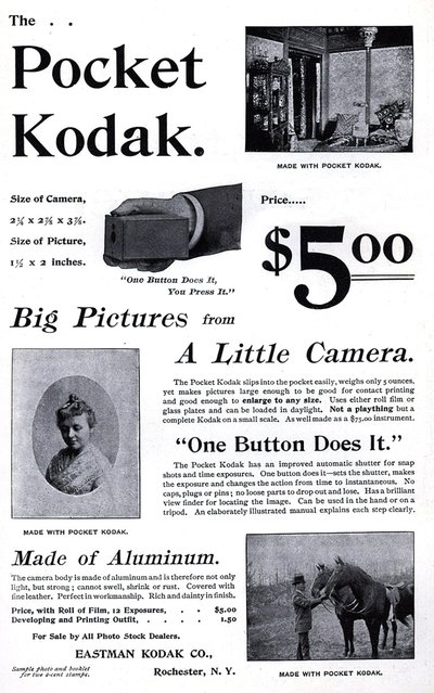 Kodak cep kamerasının reklamı. (Cep Kodak) 1895. Özel Coll. by Unknown artist