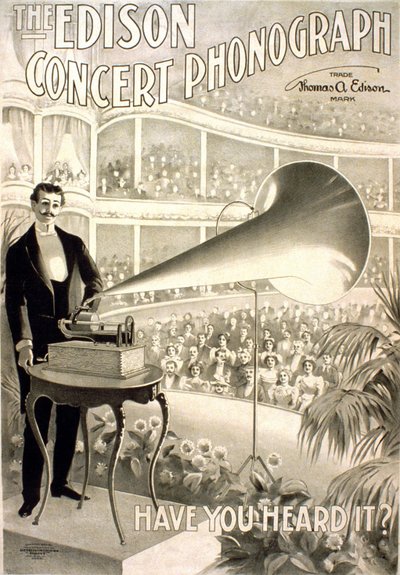 Edison Gramofon için reklam “” Edison konser fonografı, Duydunuz mu? “” - litografi 1899 by Unknown artist