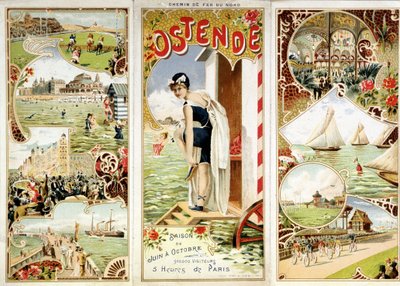Kuzey demiryolunun reklamı: Oostende, 5 saat Paris, sd. 19. yüzyılın sonlarında by Unknown artist