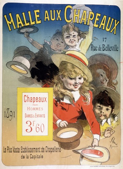 “Halle aux şapkaları” için reklam afişi, Paris