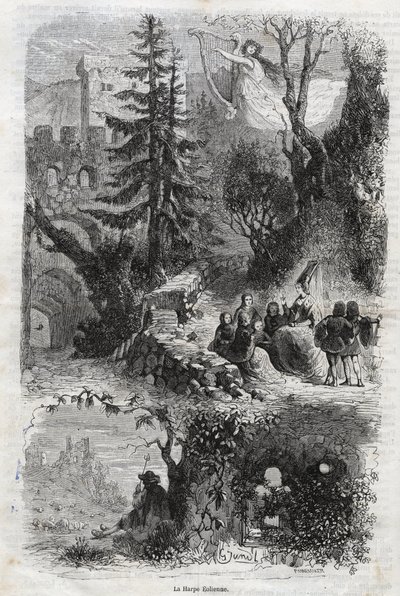 Aeolian arp - rüzgar arp - Arpa eolia - Rüzgar arp - rüzgar tarafından çalınan müzik aleti - 1860