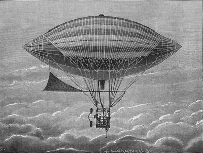 Gaston ve Albert Tissandier kardeşlerin zeplin elektrikli aerostatı. “Albümü de la Science””da, Éditions Jouvet by Unknown artist