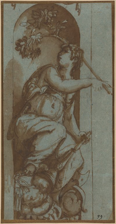 Barış Alegorisi (mavi kağıt üzerine kalem ve kahverengi mürekkep ve yıkama; serilmiş) by Unknown Artist