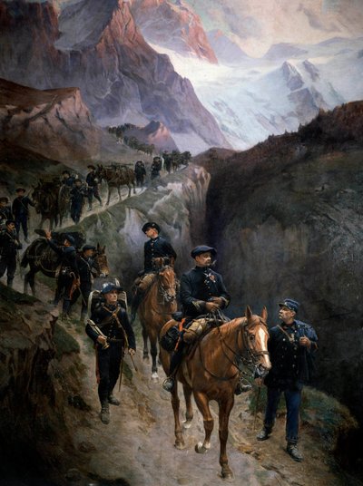 1890 Anonim tablosunda dağlarda Alp avcıları. 1890 Paris, Musee de l
