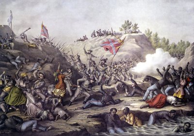Amerikan İç Savaşı (1861 - 1865): Fort Pillow Savaşı, Tennessee, 12 Nisan by Unknown artist